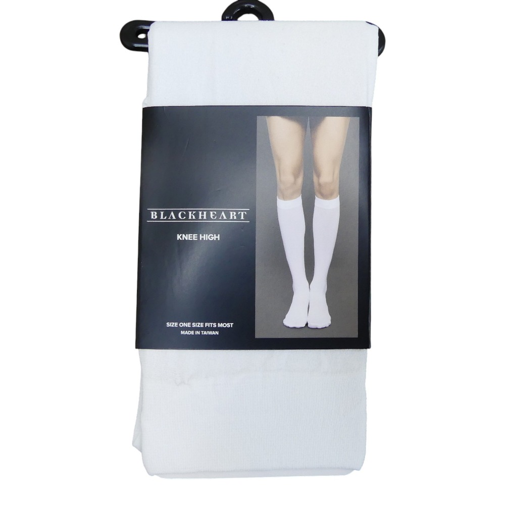 Blackheart Knee High Socks Womens OS White 100% Nylon Hot Topic KH White